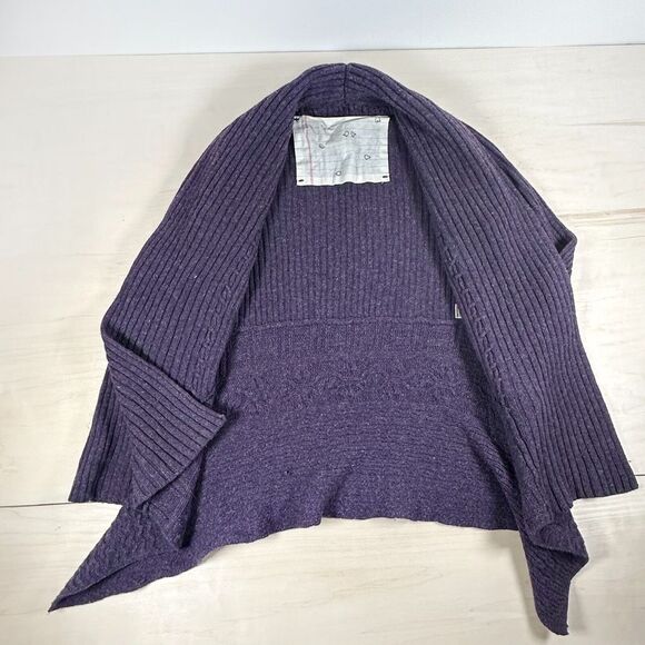 Anthropologie Canary‎ Wool Blend Purple Ribbed Cardigan Sweater Small - Picture 4 of 9